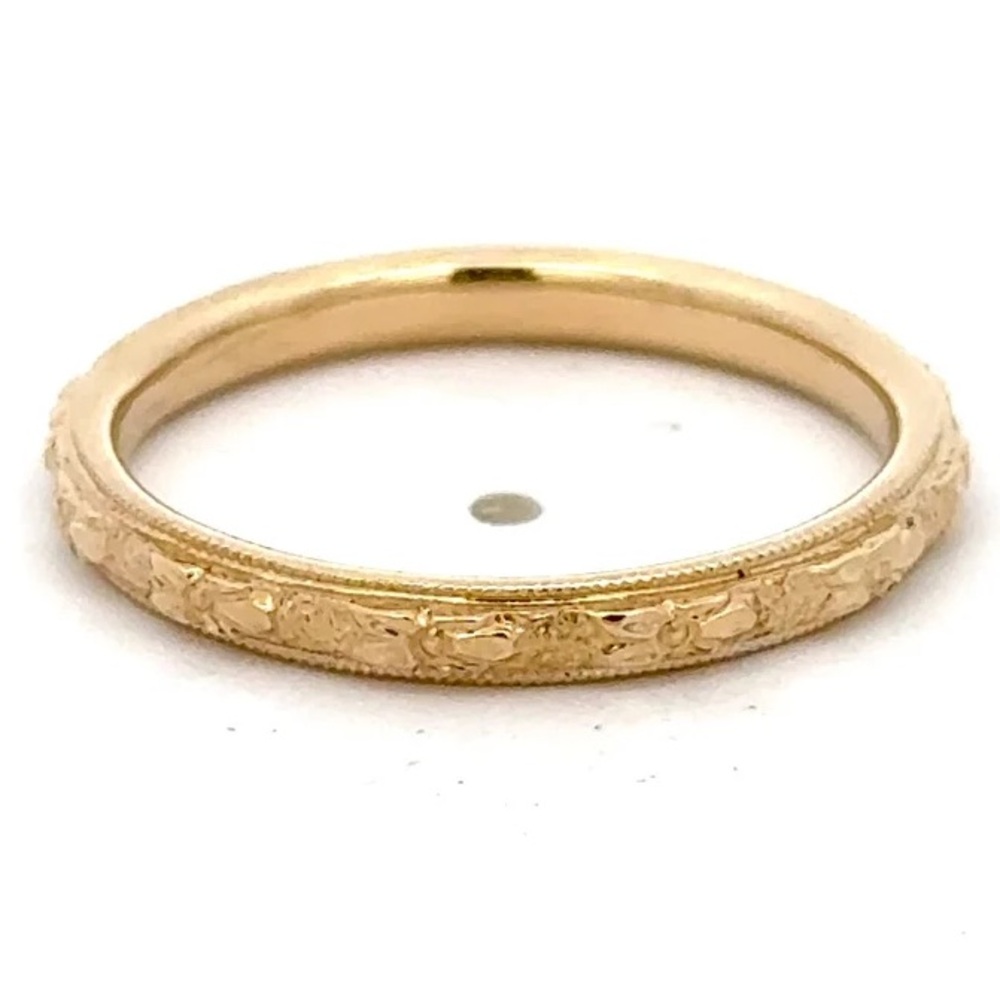 rare antique 18k Orange Blossom engraved solid gold ring band Traub vintage - Picture 4 of 6